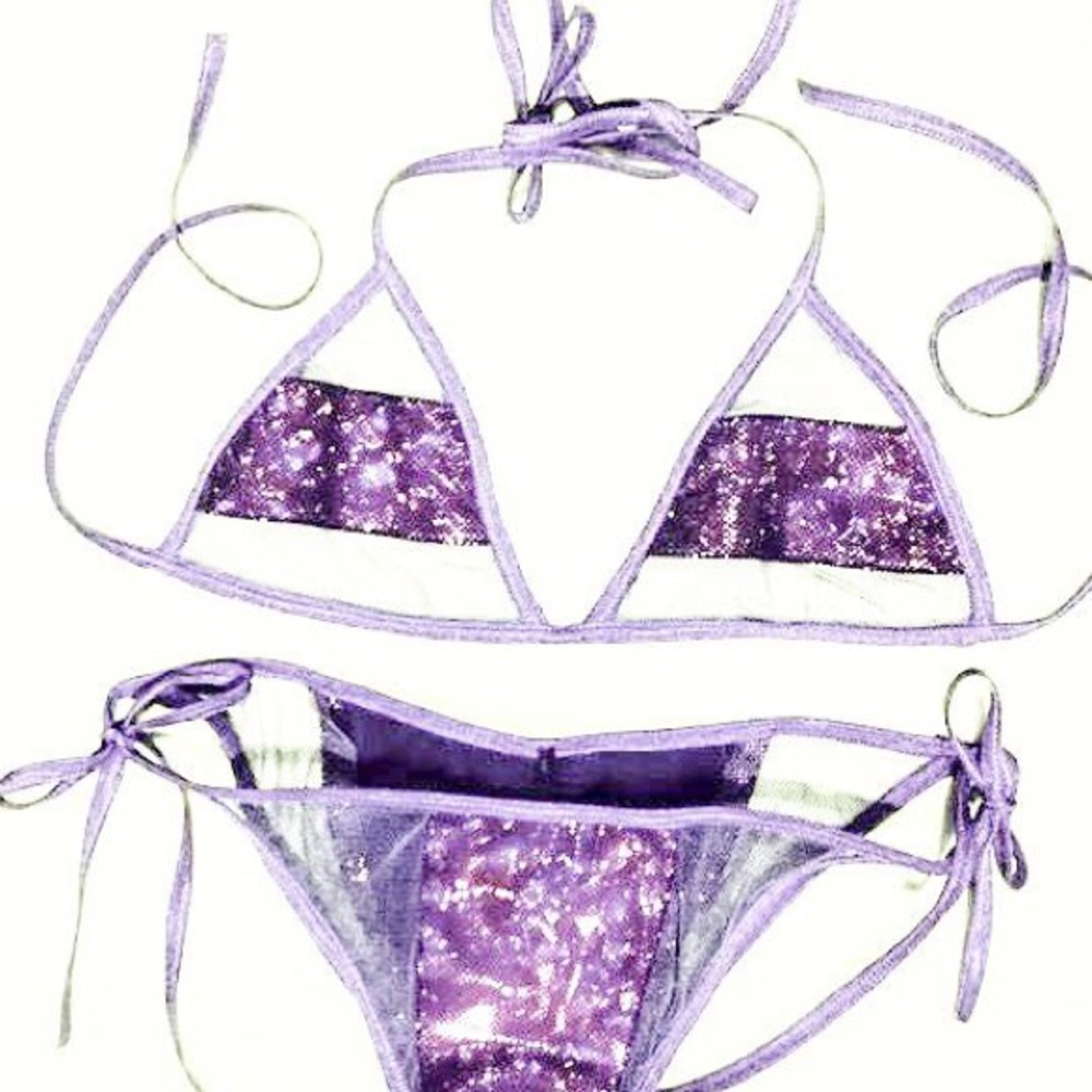 Mesh Set Bikini shine purple